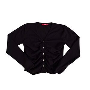 Y2K Folia Black Long Sleeve Ruched Cardi